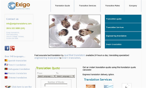 Old screenshot of Exigo translations website